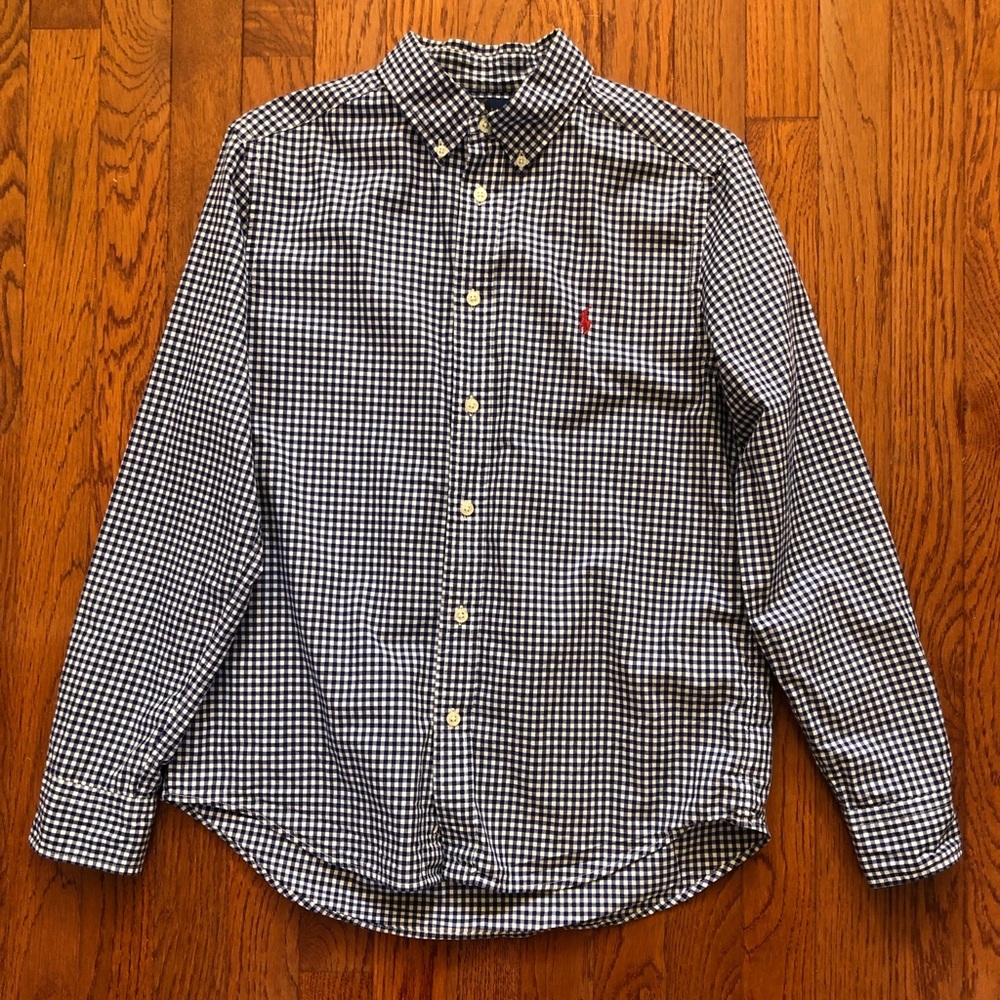Ralph Lauren boys Large blue gingham dress shirt